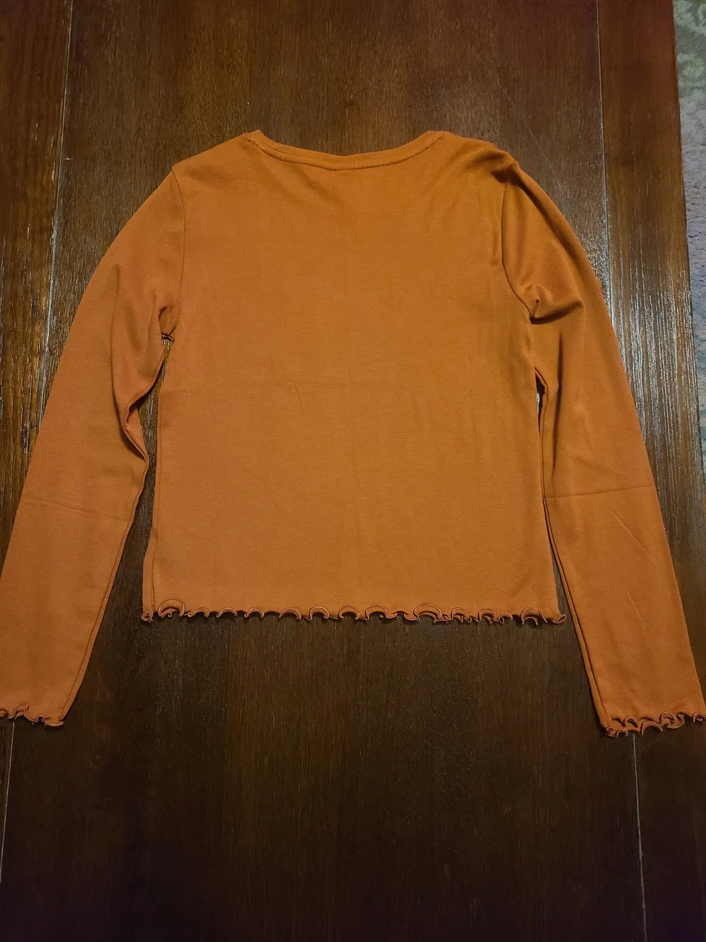 Old Navy NWT Girl's Long Sleeve Ruffle Hem Top - Rust - XL